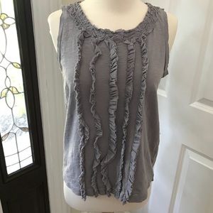 J. Crew grey ruffle front tank